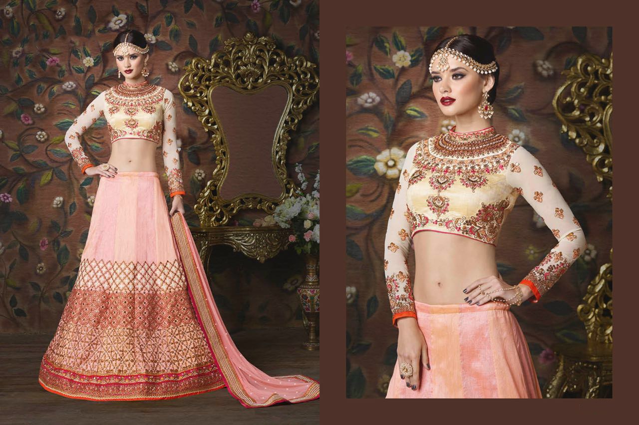 Heena Pink And Peach Lehenga Choli