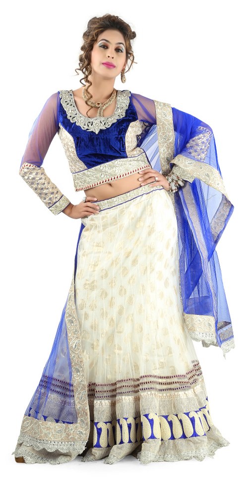 Maisie Off White Colored Net Lehenga