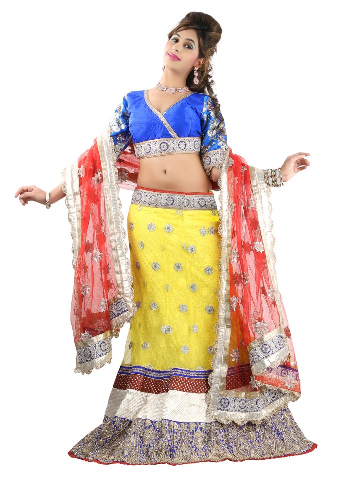 Maisie Yellow Colored Net Lehenga