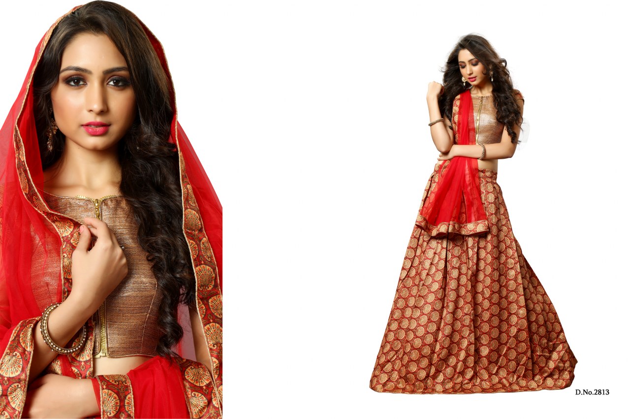 Pooja Red Bhagalpuri Silk Lehenga Choli