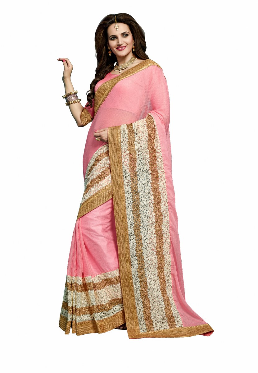 Rudra Pink Colored Georgette Saree 