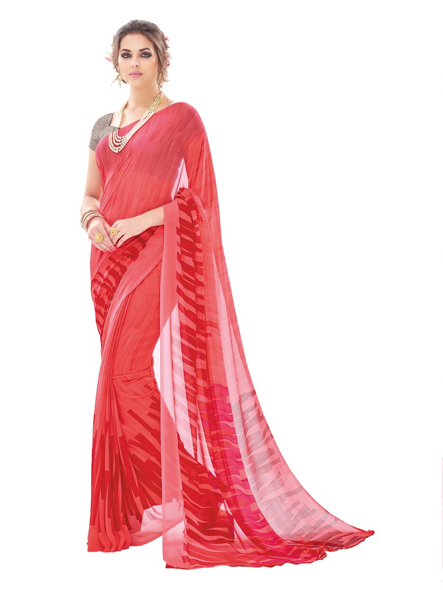 Suwasti Peach Georgette Saree 