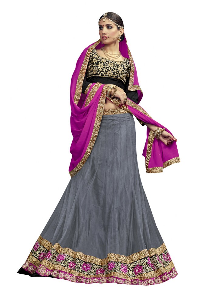 Snighda Grey Colored Net Lehenga 